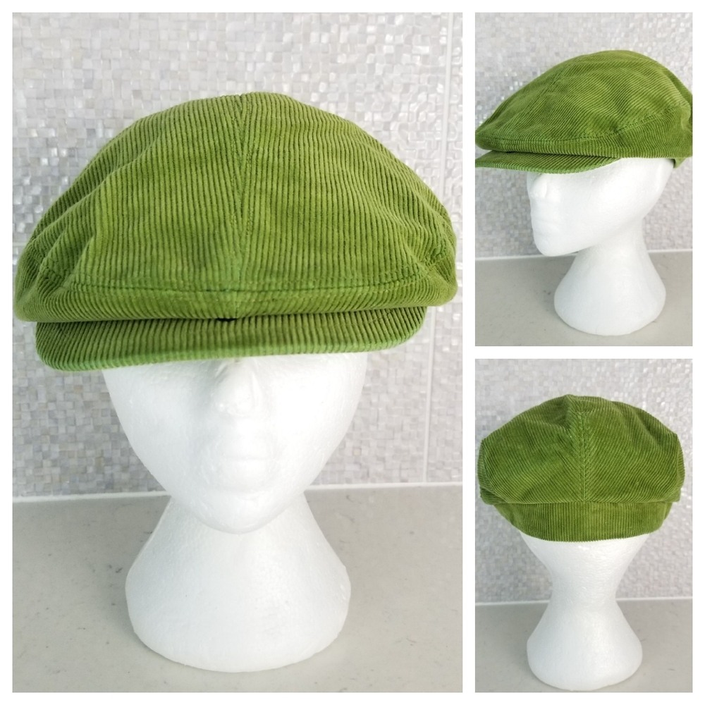 Green L Corduroy Flat Driver's Cap Hat